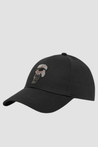 KARL LAGERFELD Czapka z daszkiem damska z cyrkonami Ikon