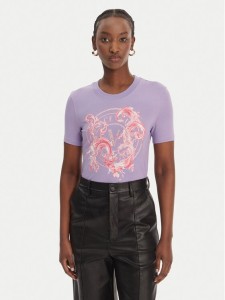 Versace Jeans Couture T-Shirt 80HAHE01 CJ02E Fioletowy Slim Fit