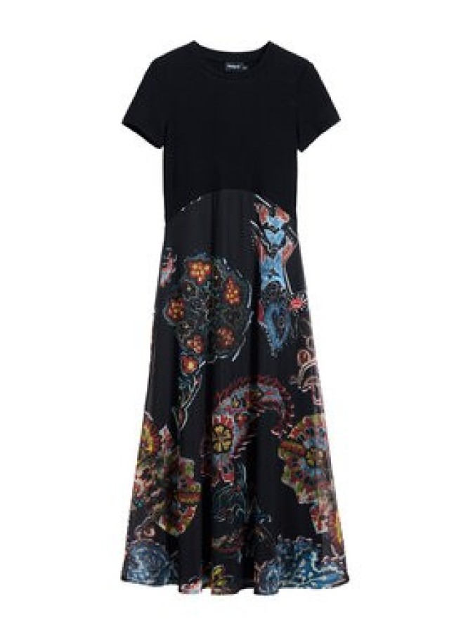 Desigual Sukienka codzienna Paisley 25SWVK32 Czarny Regular Fit
