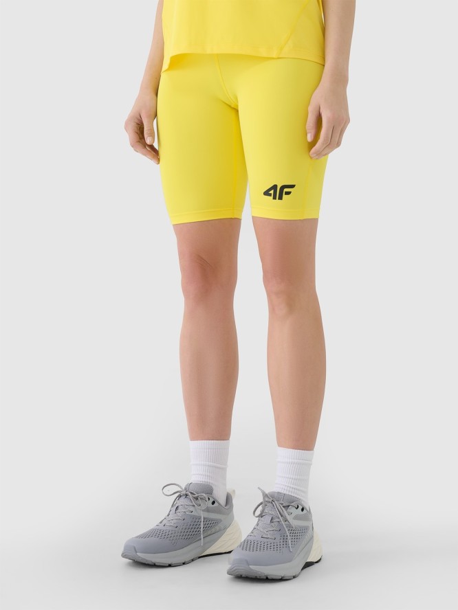 4F Legginsy kolarki treningowe damskie - żółte XL