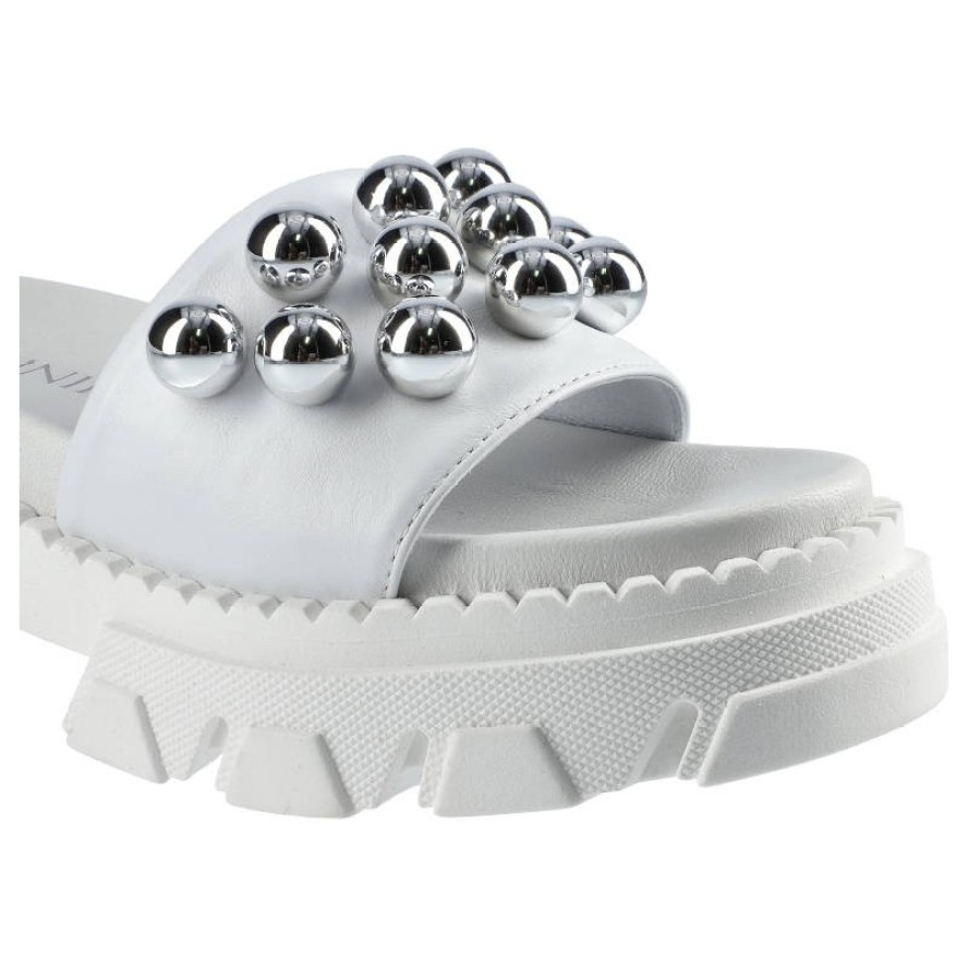 Białe Klapki Carinii Buty Damskie Obuwie Ze Skóry