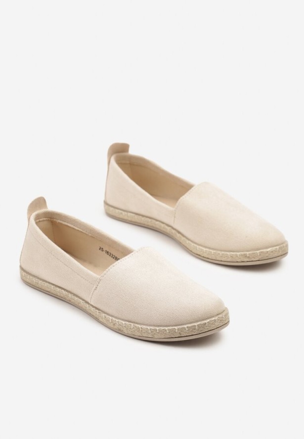 Beżowe Płaskie Espadryle z Plecionką na Podeszwie Julietae