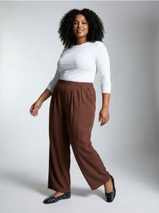 Wiskozowe spodnie palazzo Plus Size - brązowy