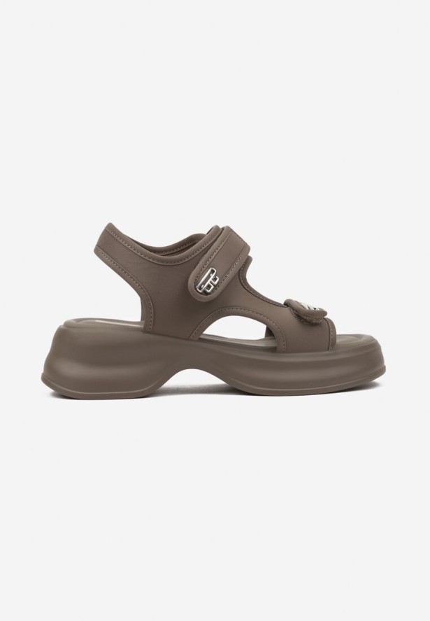 Zielone Sandały na Grubej Podeszwie z Metalicznym Zdobieniem Nalanor