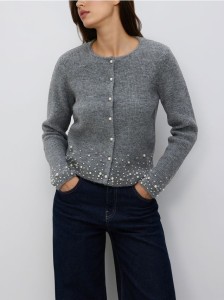 Kardigan z aplikacją - szary