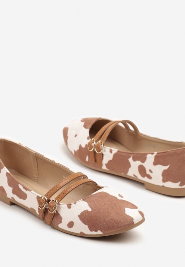 Brązowe Balerinki w Łatki z Cienkimi Paseczkami Daviviora