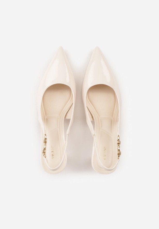 Beżowe Eleganckie Szpilki Slingback VICES z Ozdobną Aplikacją przy Pasku Natera