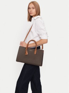 MICHAEL Michael Kors Torebka Scarlett Medium Signature Logo Satchel 30F4GETS2B Brązowy