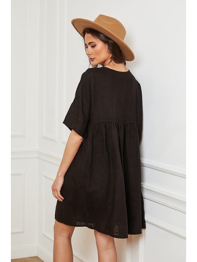 Joséfine Lniana sukienka "Dobby" w kolorze czarnym rozmiar: S