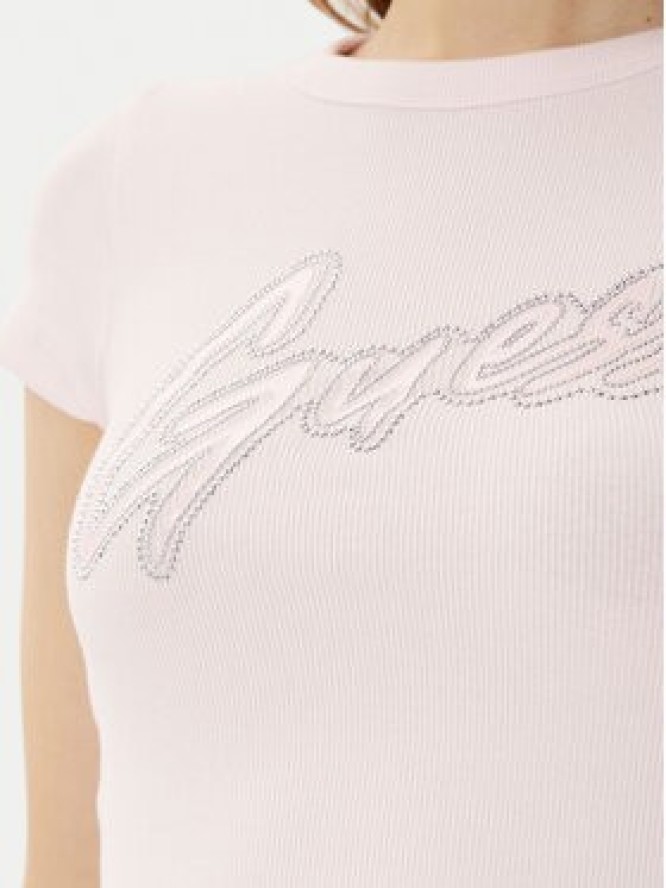 Guess T-Shirt W5RI68KA0H1 Różowy Slim Fit