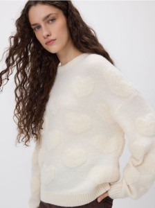 Strukturalny sweter - kremowy