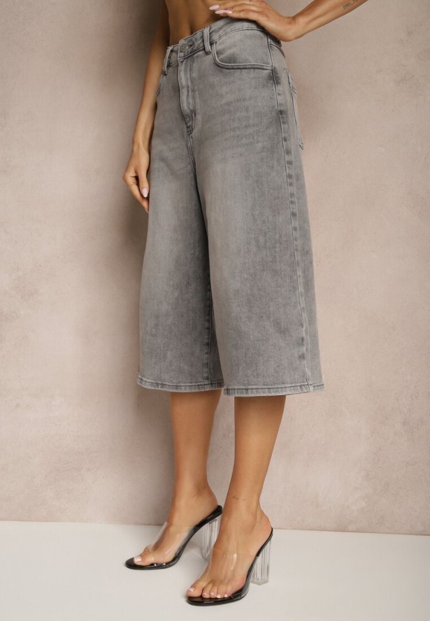 Szare Szorty Jeansowe Bermudy Baggy Talienne