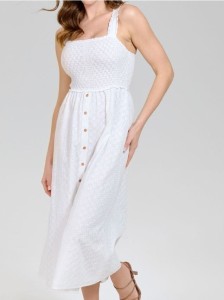 Sukienka midi z haftowanym zdobieniem - biały