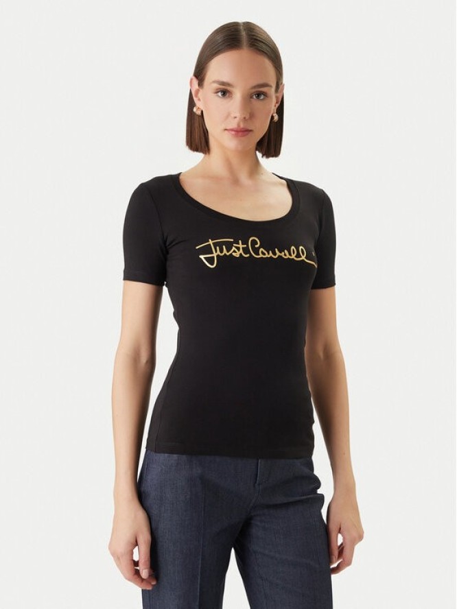Just Cavalli T-Shirt 80PAHT02 CJ502 Czarny Slim Fit