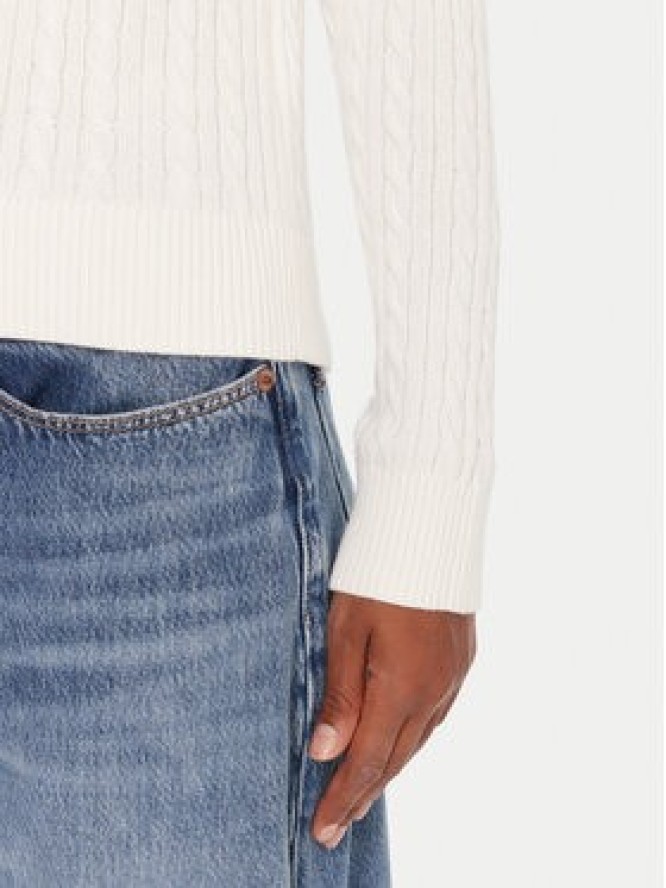 Tommy Jeans Sweter Cable Essential DW0DW22165 Biały Regular Fit