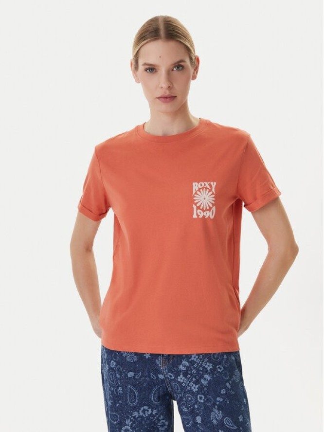 Roxy T-Shirt Oceanregular ERJZT06110 Pomarańczowy Regular Fit