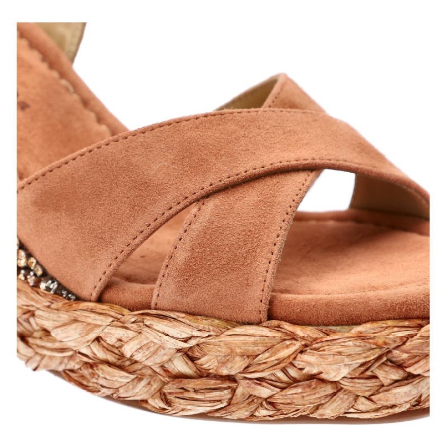 Pomarańczowe Sandały Alma En Pena Eleganckie Buty Na Koturnie