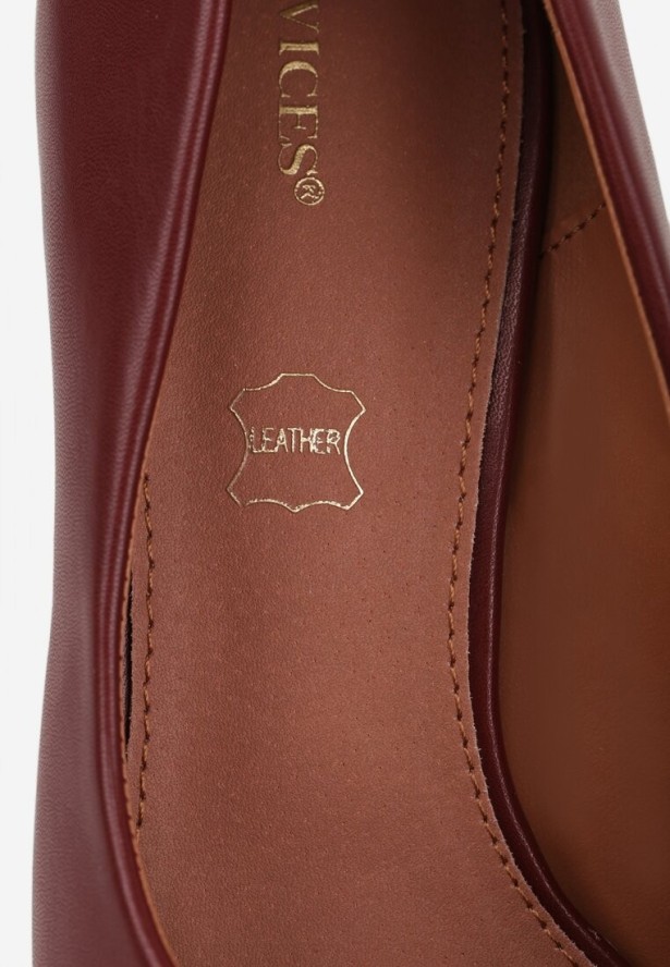 Bordowe Szpilki Vices z Wkładką ze Skóry Naturalnej Anistte