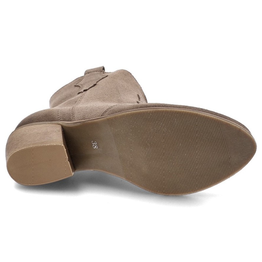 Botki damskie Armodo, kowbojki za kostkę zamszowe skórzane z wzorami na klocku i na zamek, beżowe, 1515