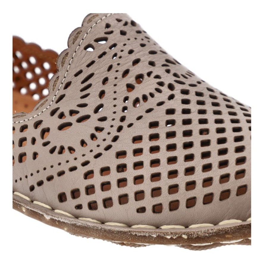 Szare Baleriny Ravini Wsuwane Obuwie Damskie