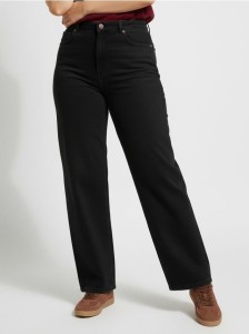 Jeansy wide leg z efektem sprania Plus size - czarny