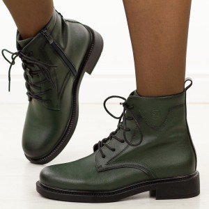 Zielone skórzane botki damskie Sergio Leone Bt25172S