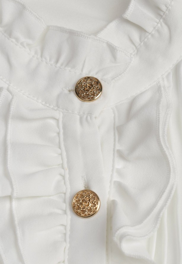 Biała Koszula z Żabotem i Falbankami Livjos