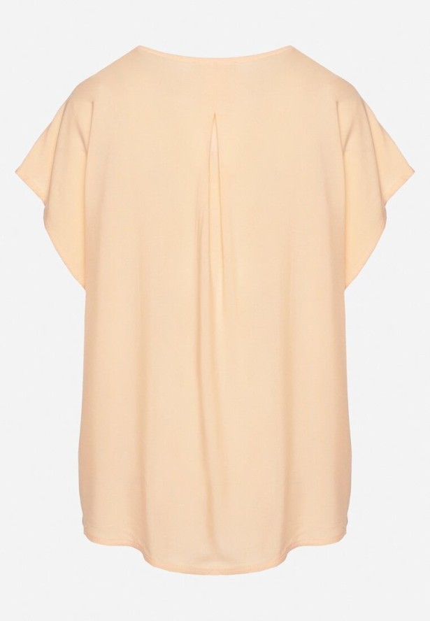 Pomarańczowa Wiskozowa Bluzka z Dekoltem w Serek Tilondia