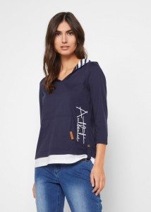 Bluza z kapturem z czystej bawełny, rękawy 3/4