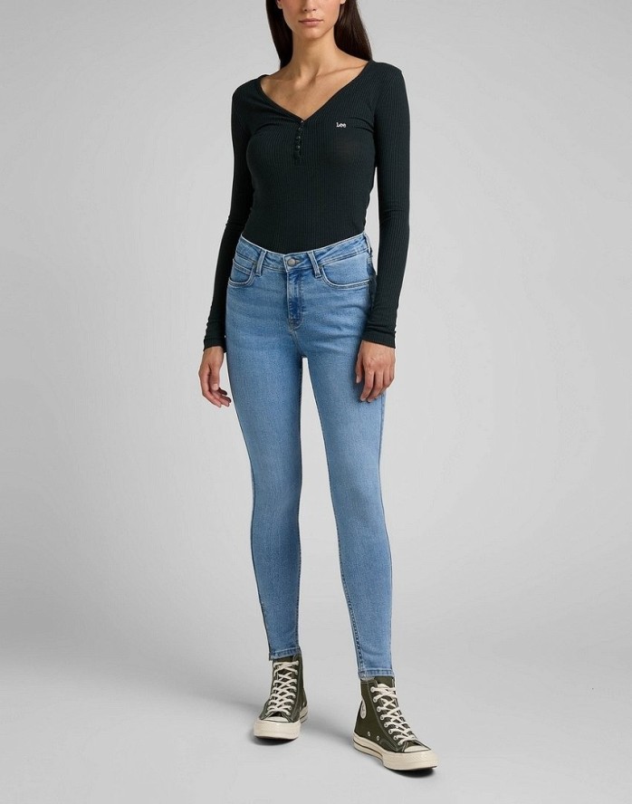 LEE SCARLETT HIGH ZIP DAMSKIE SPODNIE JEANSOWE PARTLY CLOUDY L31BERPA 112320161