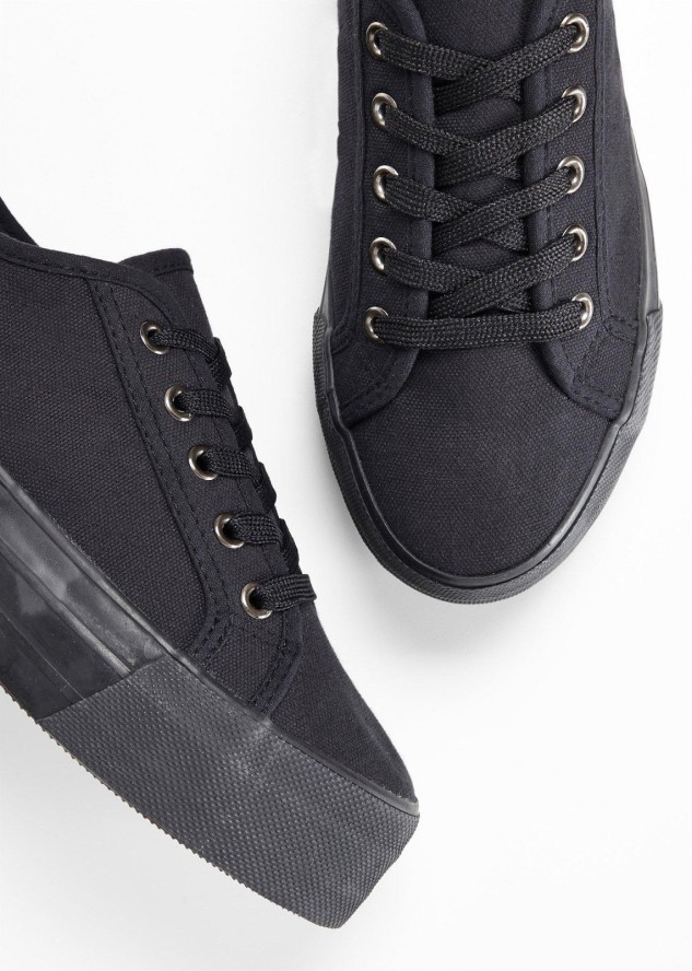 Sneakersy na platformie z bawełnianego płótna