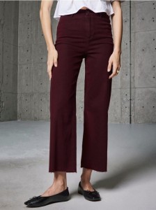 Jeansy culotte - bordowy