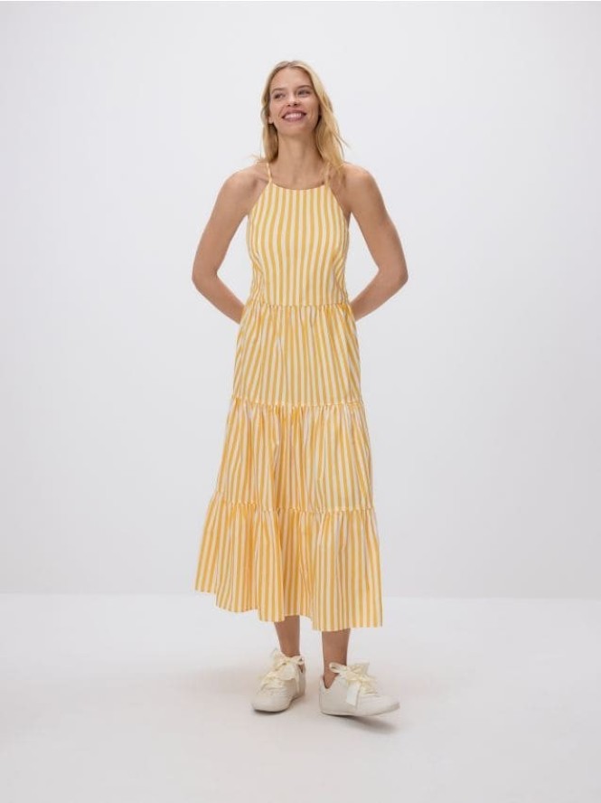 Bawełniana sukienka maxi - żółty