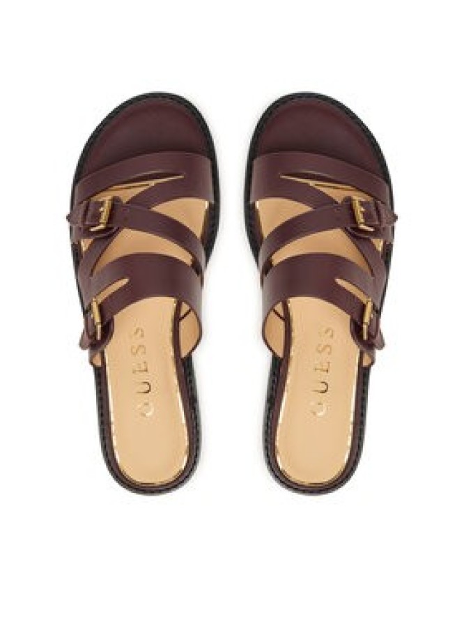 Guess Klapki FLJGRY LEA03 Bordowy