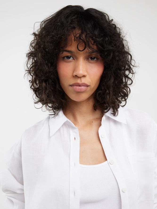 Koszula damska lniana biała Lameni 101