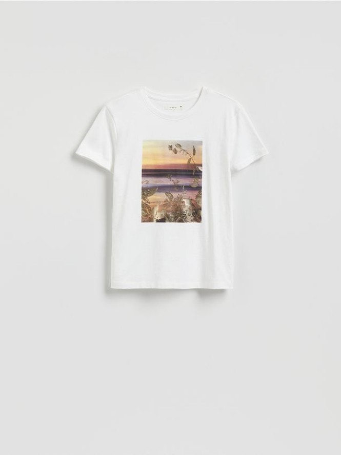T-shirt z połyskującym nadrukiem - biały