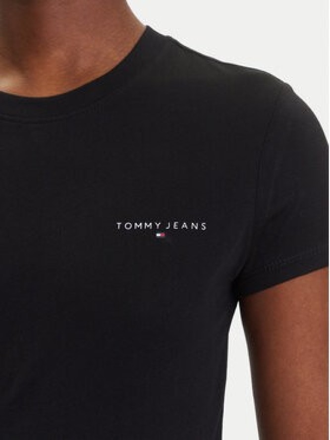 Tommy Jeans T-Shirt Linear DW0DW21164 Czarny Slim Fit