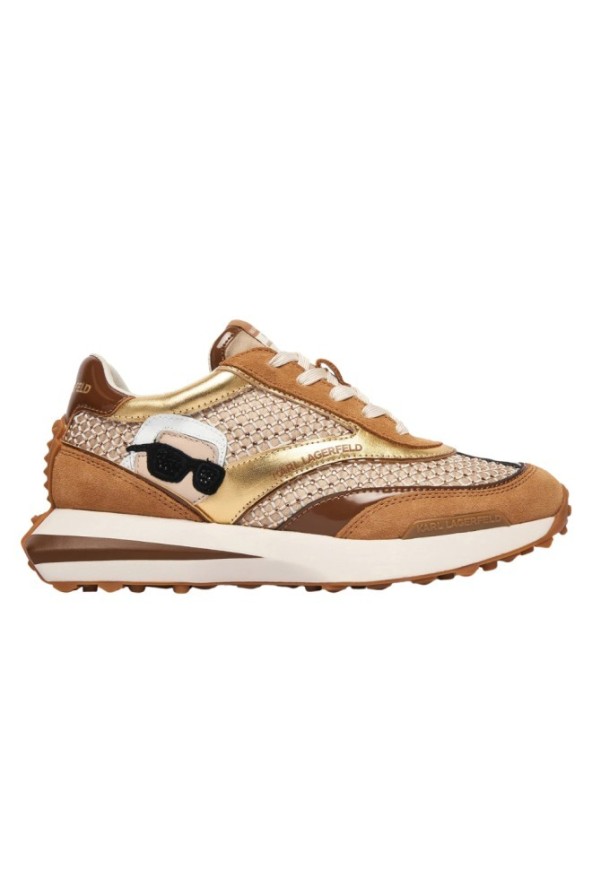 KARL LAGERFELD Jasnobrązowe damskie sneakersy z cyrkoniami ZONE NFT GEMSTONE, Rozmiar 36