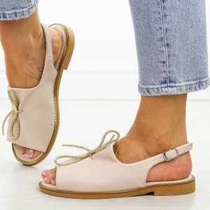 Beżowe Polskie sandały damskie Suzana Val