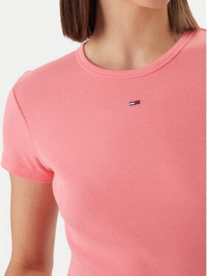Tommy Jeans T-Shirt DW0DW17383 Różowy Slim Fit
