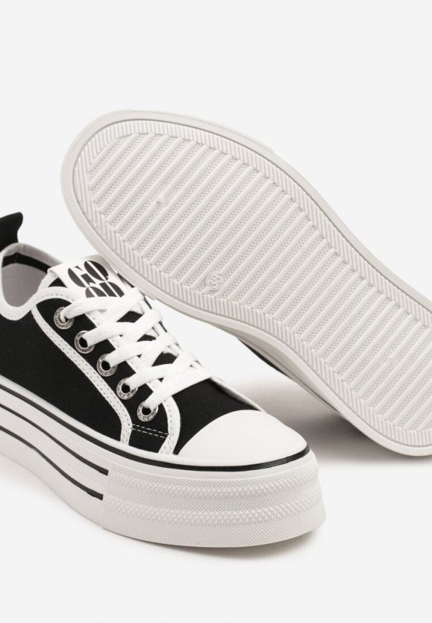 Czarne Trampki na Grubej Podeszwie z Cyrkoniami Asgerda