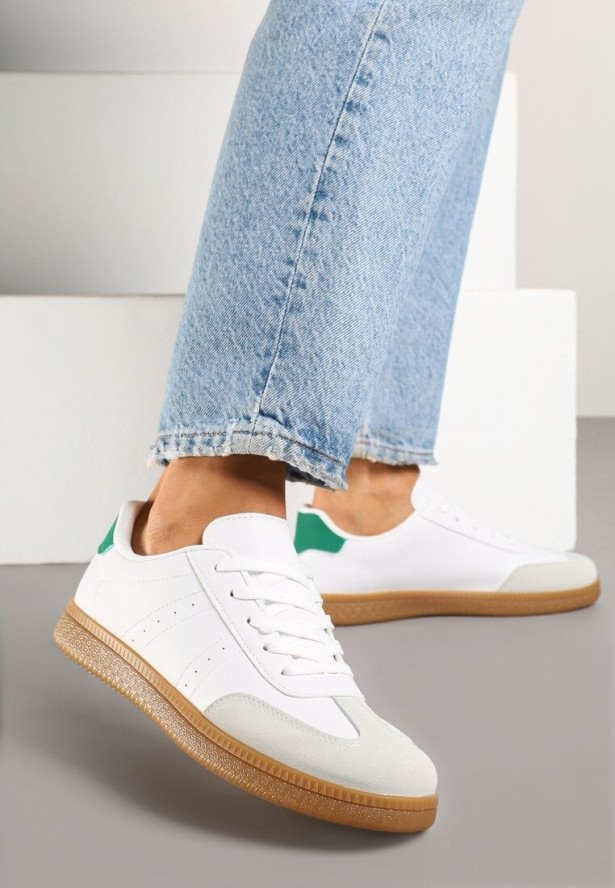 Białe Sneakersy w Stylu Tenisówek z Perforacją Reiaris