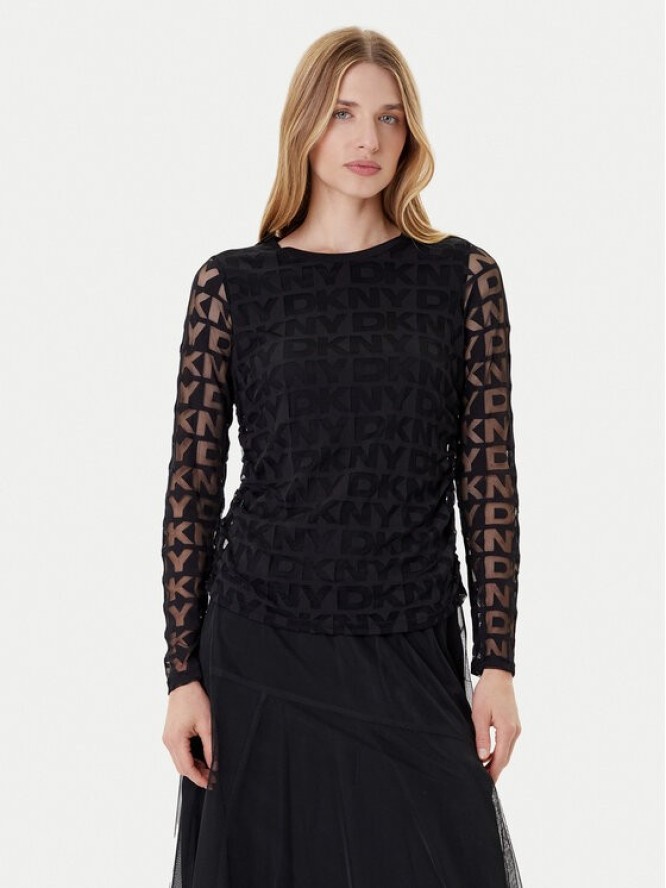 DKNY Bluzka P53HFWMF Czarny Regular Fit