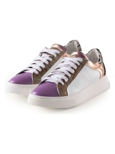 Anna Morellini Skórzane sneakersy "Biama" w kolorze kremowo-fioletowym rozmiar: 41