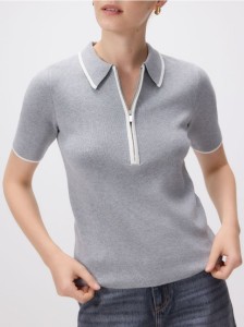 Sweter polo z wiskozą - jasnoszary