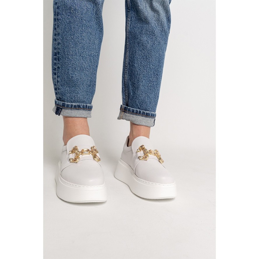 Białe Sneakersy Chebello Stylowe Obuwie Damskie Na Platformie