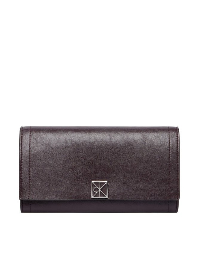 Calvin Klein Portfel Emblem Hw Long Bifold LV04F1316G Brązowy