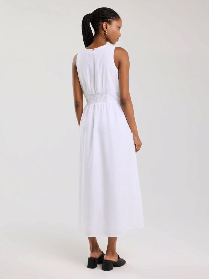Sukienka damska midi z lnem biała Willow 100