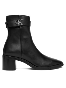 Calvin Klein Botki Block Heel Boot W/ Metal Logo HW0HW02591 Czarny