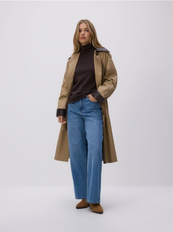 Jeansy wide leg z wysokim stanem - niebieski